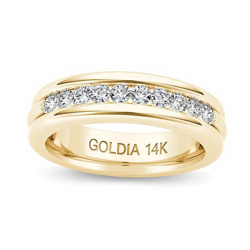 0.2 CT. TW Diamond Groove Wedding Band in 14K Gold