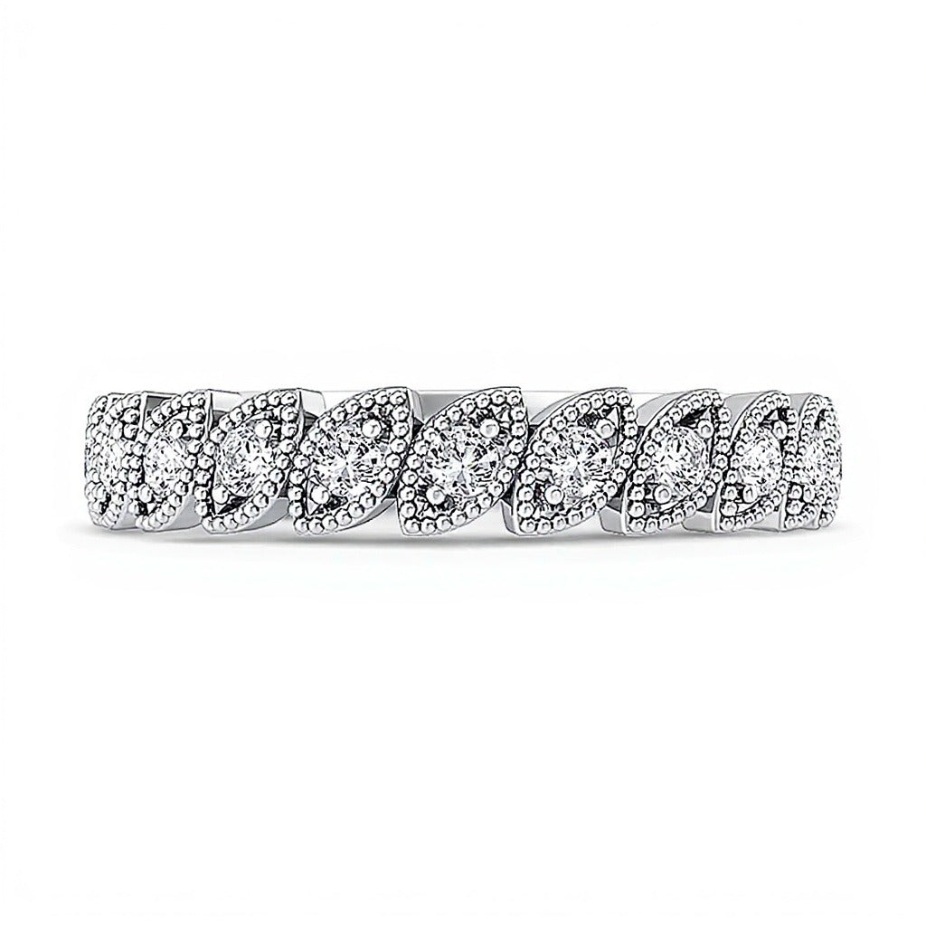 0.2 CT. TW Diamond Marquise Slant Vintage-Style Band in 10K White Gold