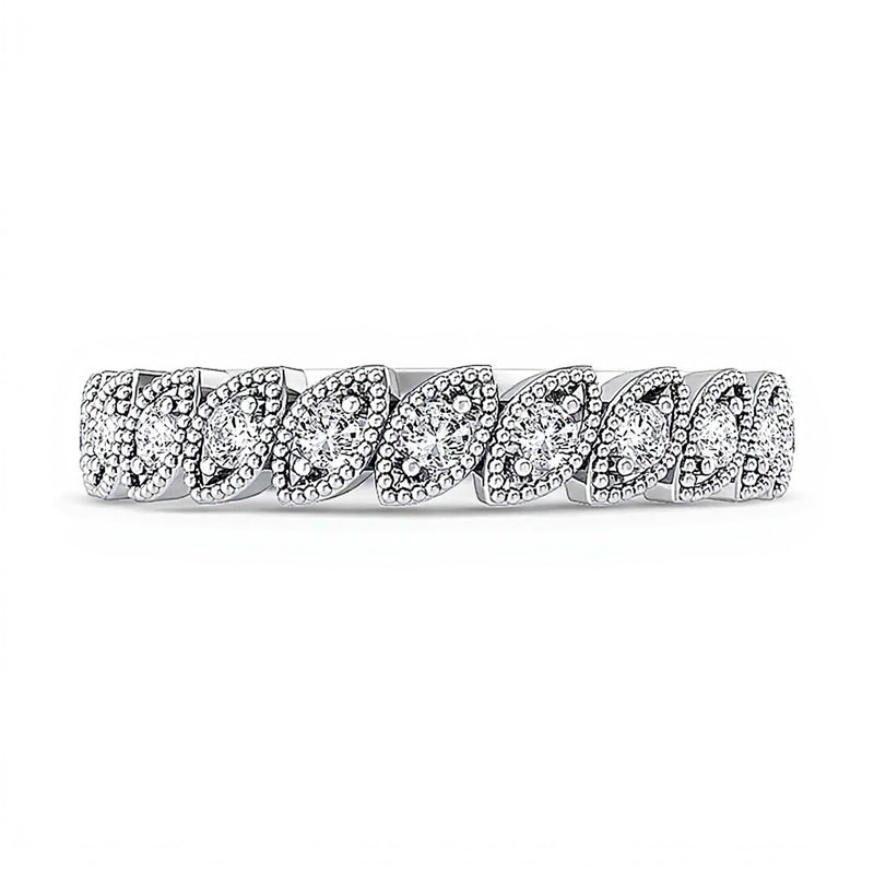 0.2 CT. TW Diamond Marquise Slant Vintage-Style Band in 10K White Gold