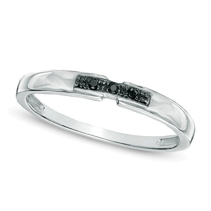 Black Diamond Accent Three Stone Promise Ring in 10K White Gold