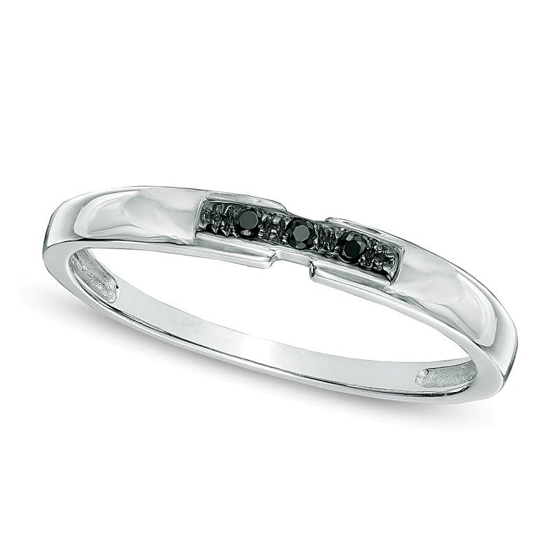Black Diamond Accent Three Stone Promise Ring in 10K White Gold