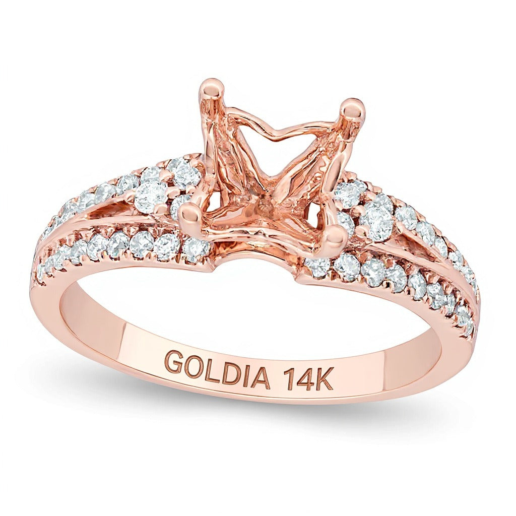 0.38 CT. TW Diamond Tri-Sides Semi-Mount in 14K Rose Gold