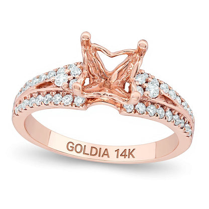 0.38 CT. TW Diamond Tri-Sides Semi-Mount in 14K Rose Gold