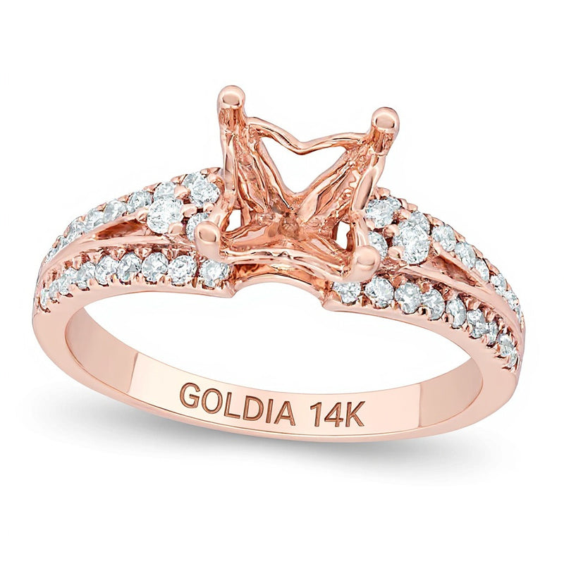 0.38 CT. TW Diamond Tri-Sides Semi-Mount in 14K Rose Gold