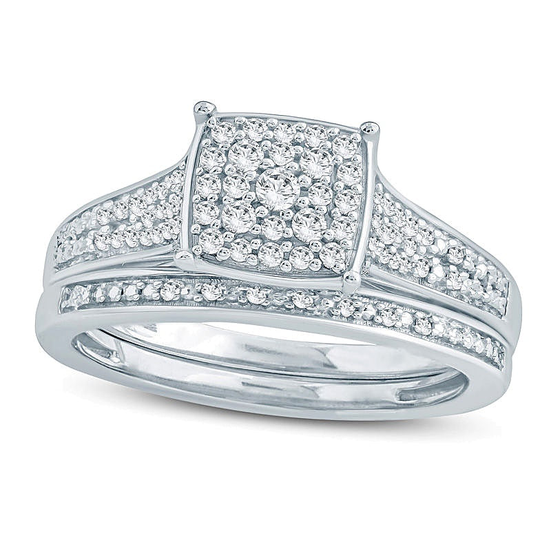 0.33 CT. TW Composite Diamond Square Bridal Set in Sterling Silver