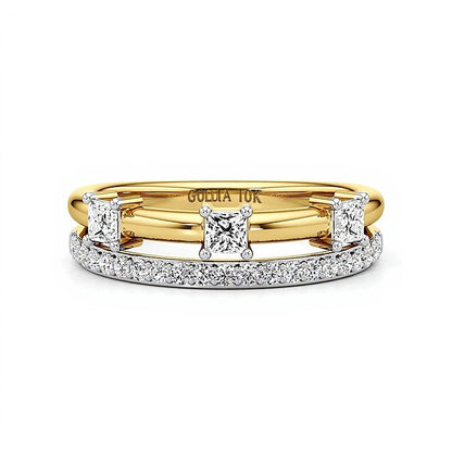 0.5 CT. TW Princess-Cut and Round Diamond Faux Stack Ring in 10K Gold