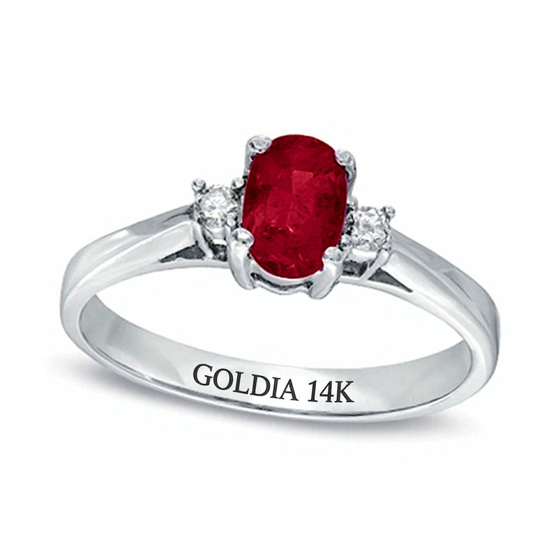 Oval Ruby and Diamond Accent Ring in 14K White Gold