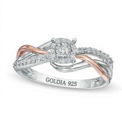 0.2 CT. TW Diamond Frame Promise Ring in Sterling Silver and 10K Rose Gold