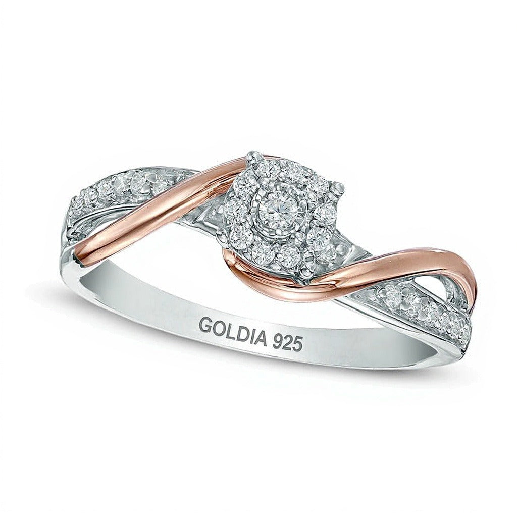 0.17 CT. TW Diamond Swirl Promise Ring in Sterling Silver and 10K Rose Gold