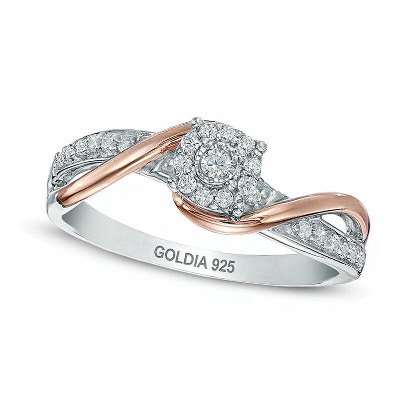 0.17 CT. TW Diamond Swirl Promise Ring in Sterling Silver and 10K Rose Gold