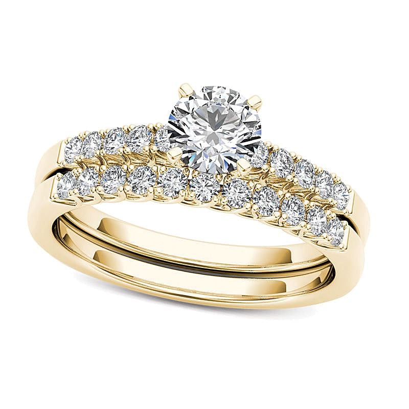 1.0 CT. TW Diamond Overlay Bridal Set in 14K Gold