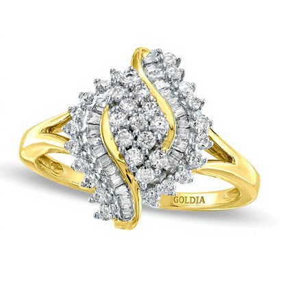 0.5 CT. TW Diamond Marquise Cluster Twist Ring in 10K Gold