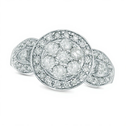 1.0 CT. TW Multi-Diamond Frame Engagement Ring in 10K White Gold