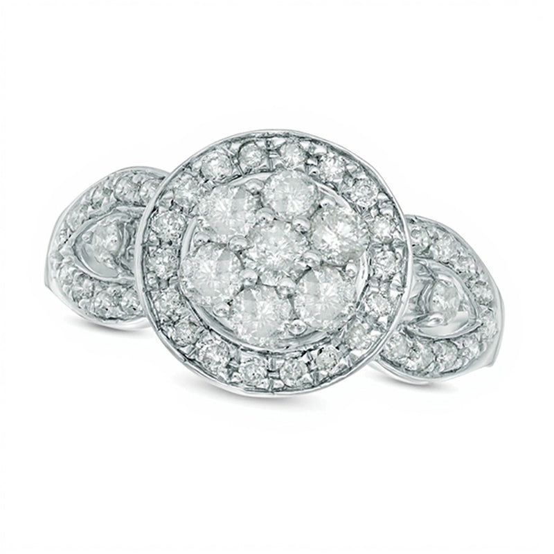 1.0 CT. TW Multi-Diamond Frame Engagement Ring in 10K White Gold