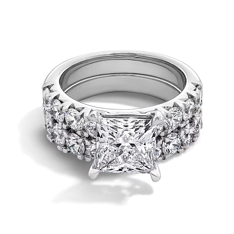 5.5 CT. TW Princess-Cut Lab-Grown Diamond Bridal Set in 14K White Gold (F/VS2)