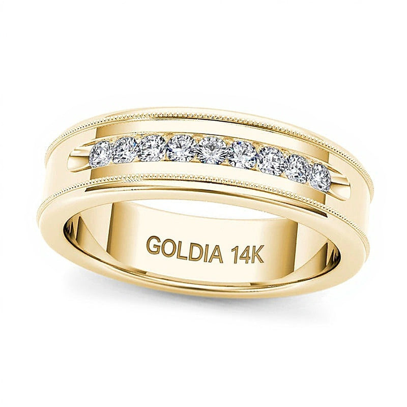 0.33 CT. TW Diamond Channel Milgrain Wedding Band in 14K Gold