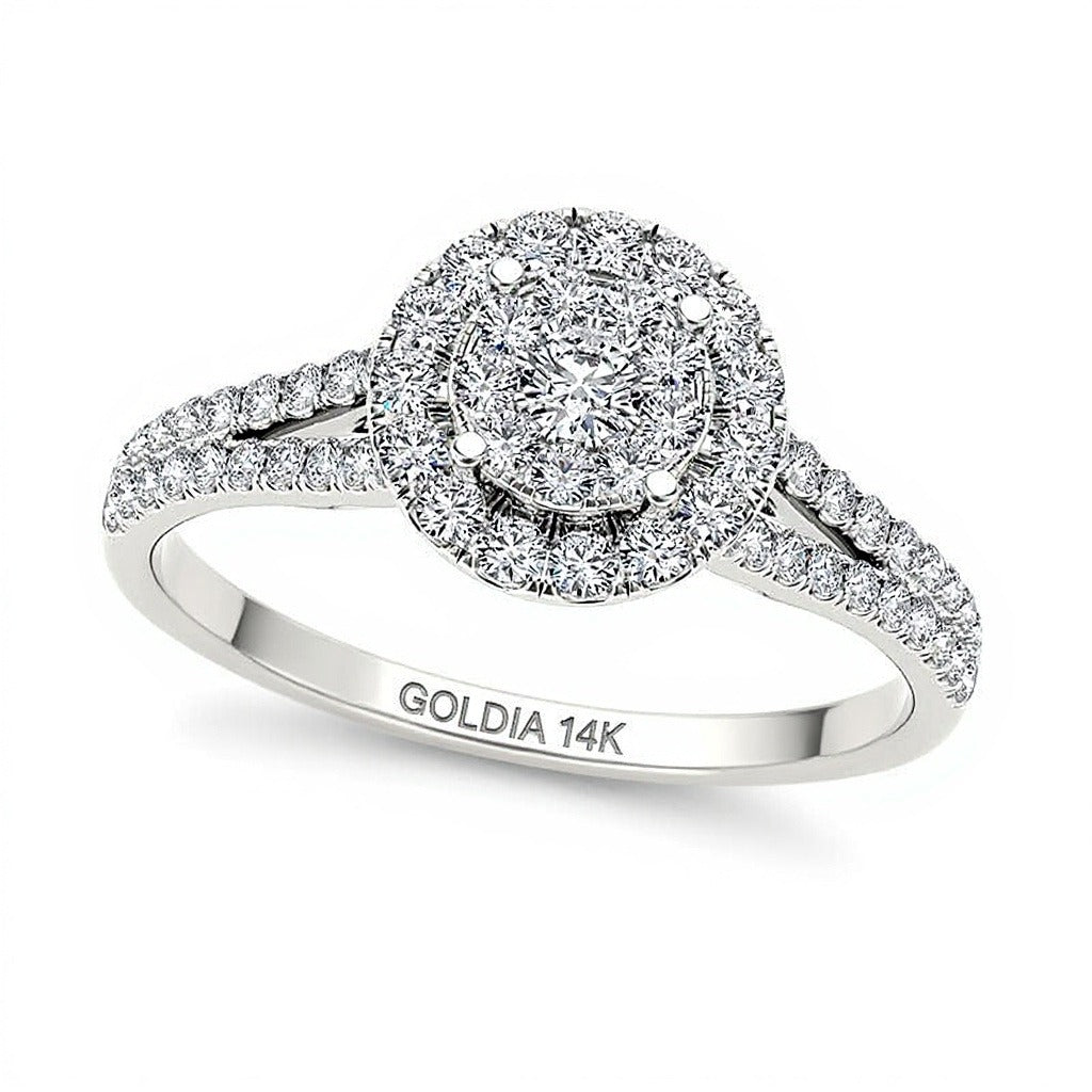 0.5 CT. TW Composite Diamond Frame Engagement Ring in 14K White Gold