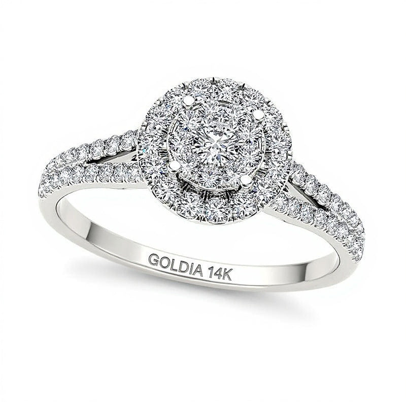 0.5 CT. TW Composite Diamond Frame Engagement Ring in 14K White Gold