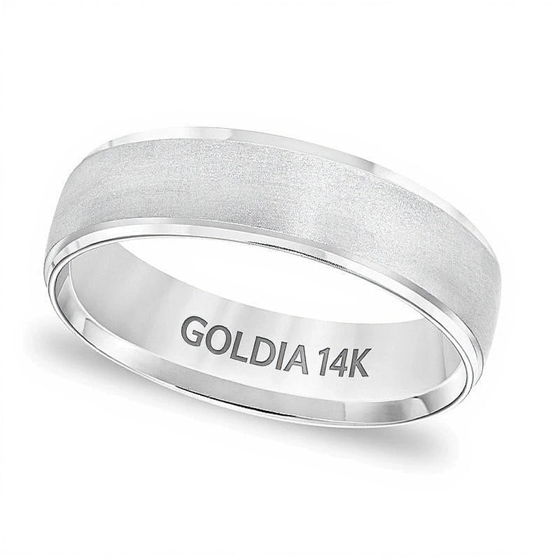6.0mm Comfort-Fit Brushed Wedding Band in 14K White Gold