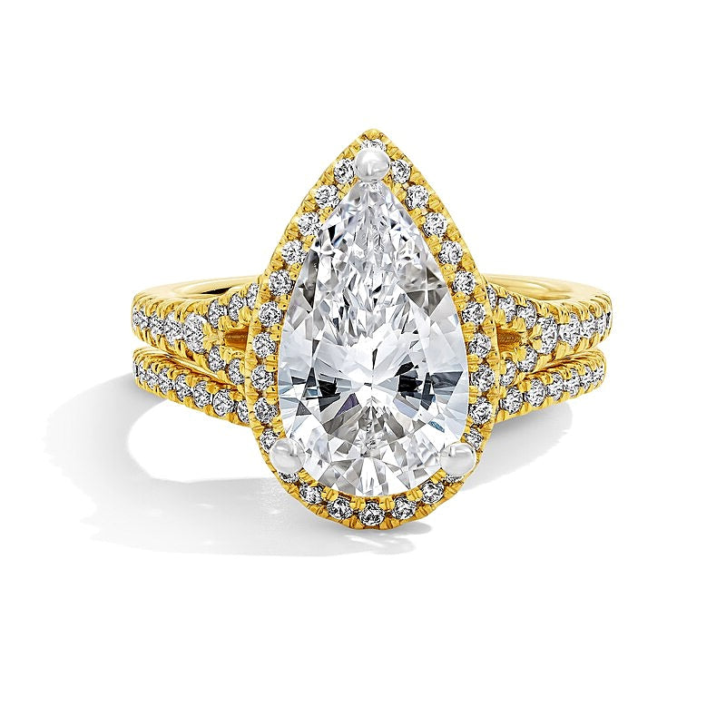 4.75 CT. TW Pear-Shaped Lab-Grown Diamond Frame Bridal Set in 14K Gold (F/VS2)