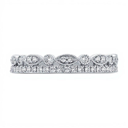 0.25 CT. TW Marquise Multi-Diamond Alternating Vintage-Style Ring in 10K White Gold