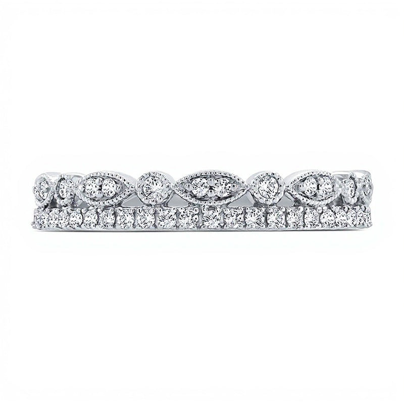 0.25 CT. TW Marquise Multi-Diamond Alternating Vintage-Style Ring in 10K White Gold
