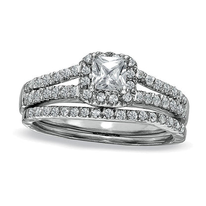 0.5 CT. TW Princess-Cut Diamond Frame Split Shank Bridal Set in 14K White Gold
