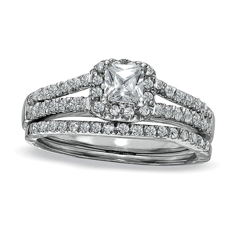 0.5 CT. TW Princess-Cut Diamond Frame Split Shank Bridal Set in 14K White Gold