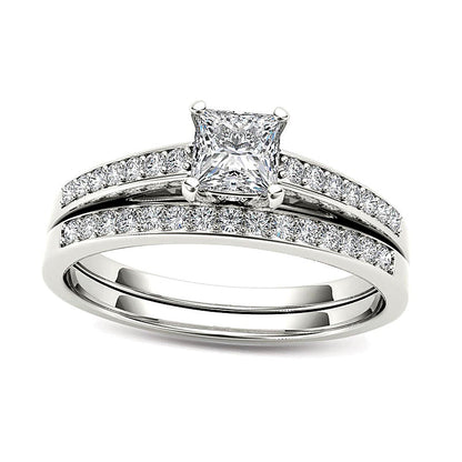 0.63 CT. TW Princess-Cut Diamond Bridal Set in 14K White Gold