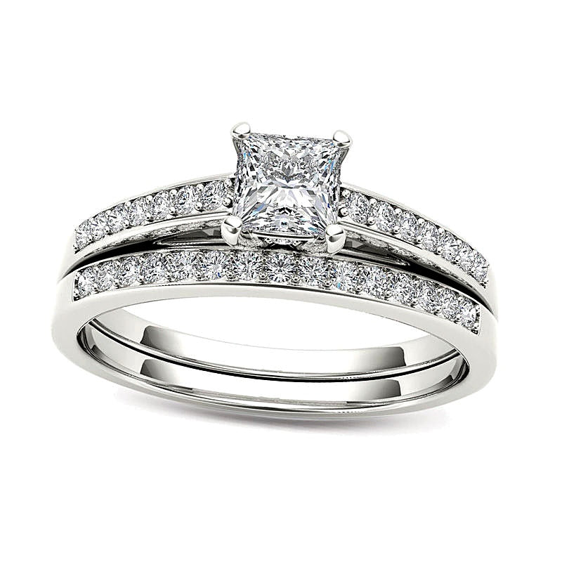 0.63 CT. TW Princess-Cut Diamond Bridal Set in 14K White Gold