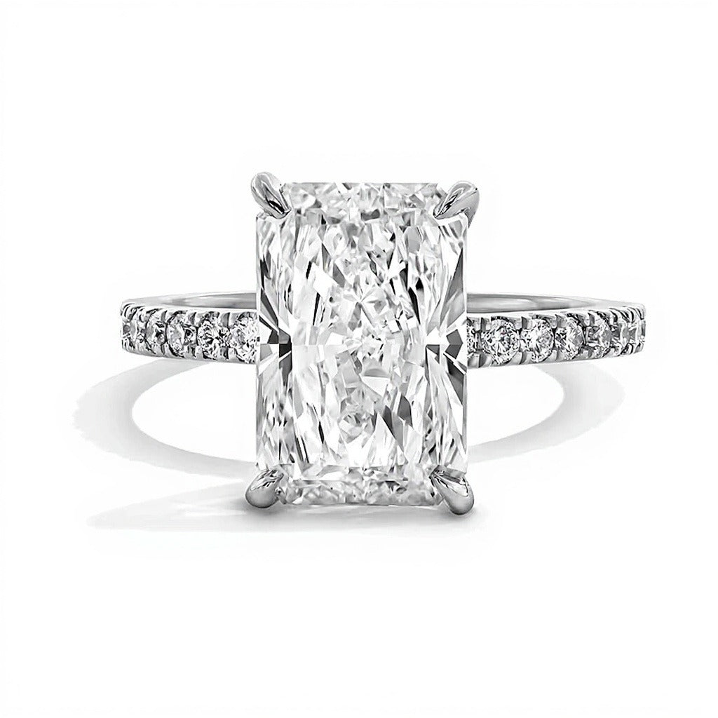 4.25 CT. TW Radiant-Cut Lab-Grown Diamond Engagement Ring in Platinum (F/VS2)