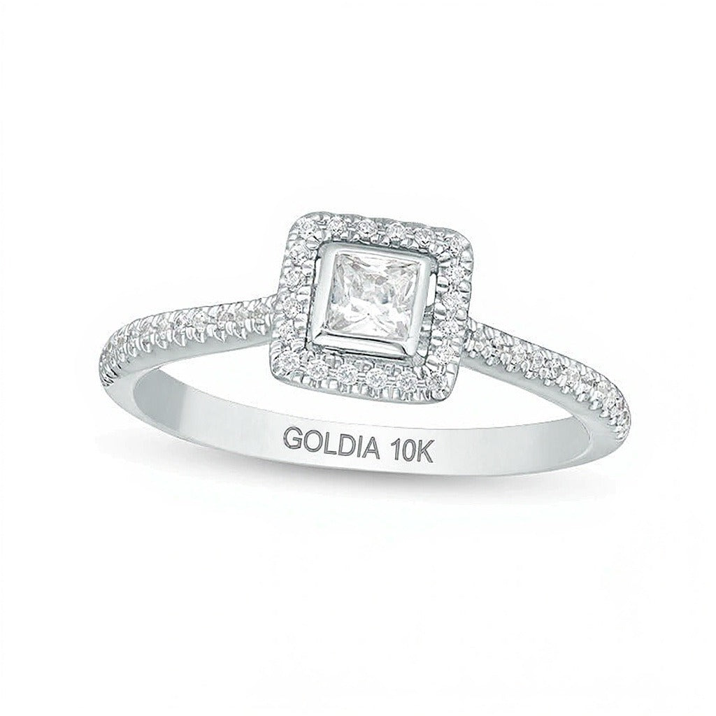 0.33 CT. TW Princess-Cut Diamond Frame Engagement Ring in 10K White Gold