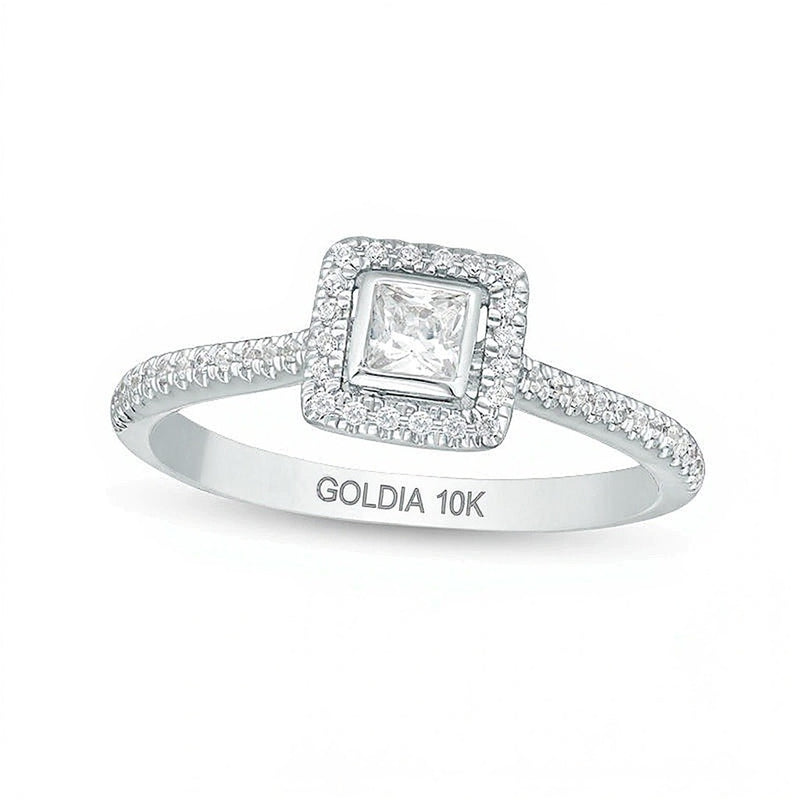 0.33 CT. TW Princess-Cut Diamond Frame Engagement Ring in 10K White Gold