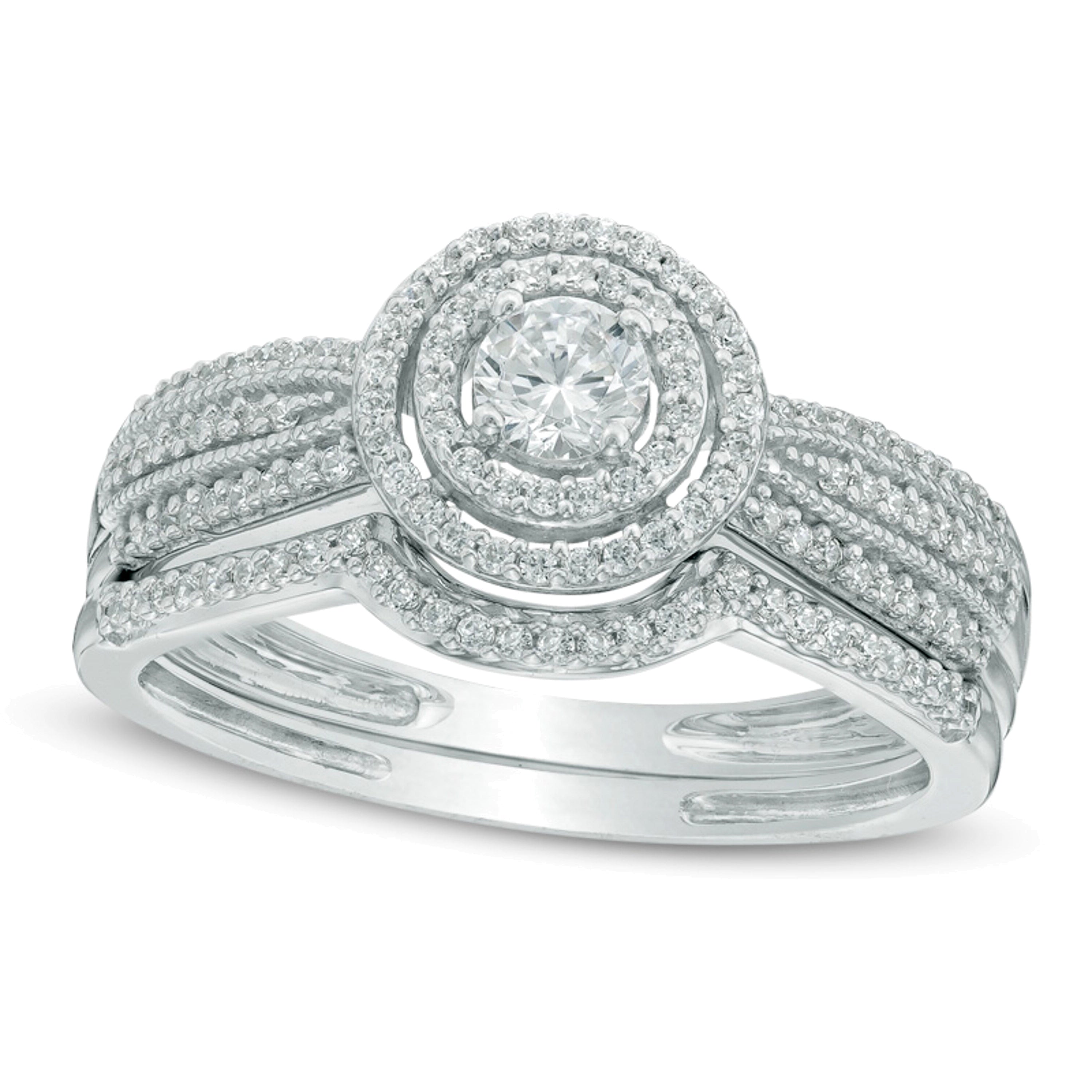 0.5 CT. TW Diamond Frame Bridal Set in 10K White Gold