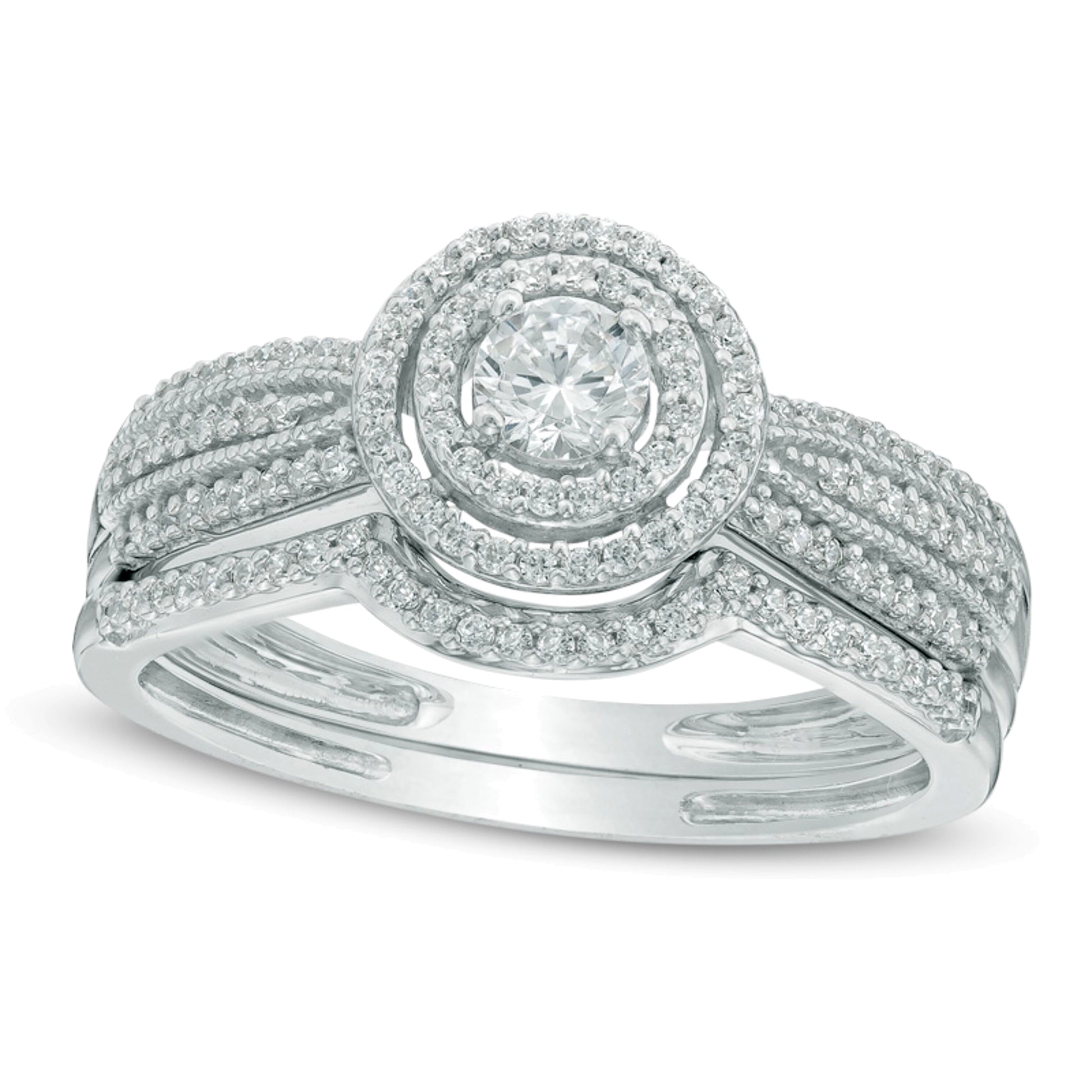 0.5 CT. TW Diamond Frame Bridal Set in 10K White Gold
