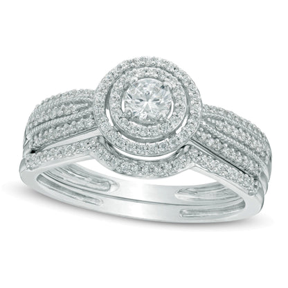 0.5 CT. TW Diamond Frame Bridal Set in 10K White Gold