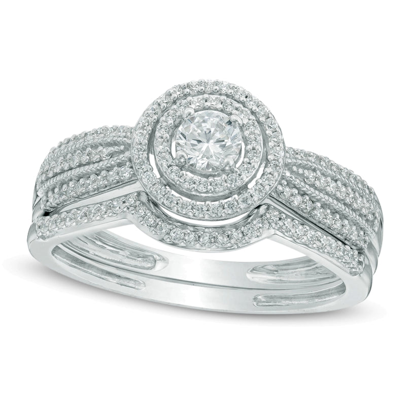 0.5 CT. TW Diamond Frame Bridal Set in 10K White Gold