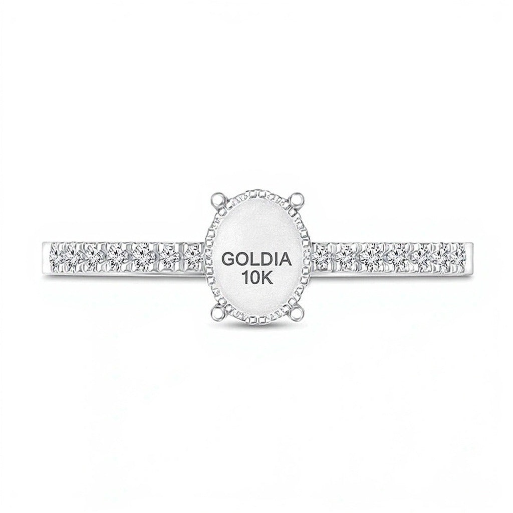 0.13 CT. TW Composite Diamond Oval Frame Promise Ring in 10K White Gold