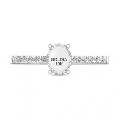 0.13 CT. TW Composite Diamond Oval Frame Promise Ring in 10K White Gold