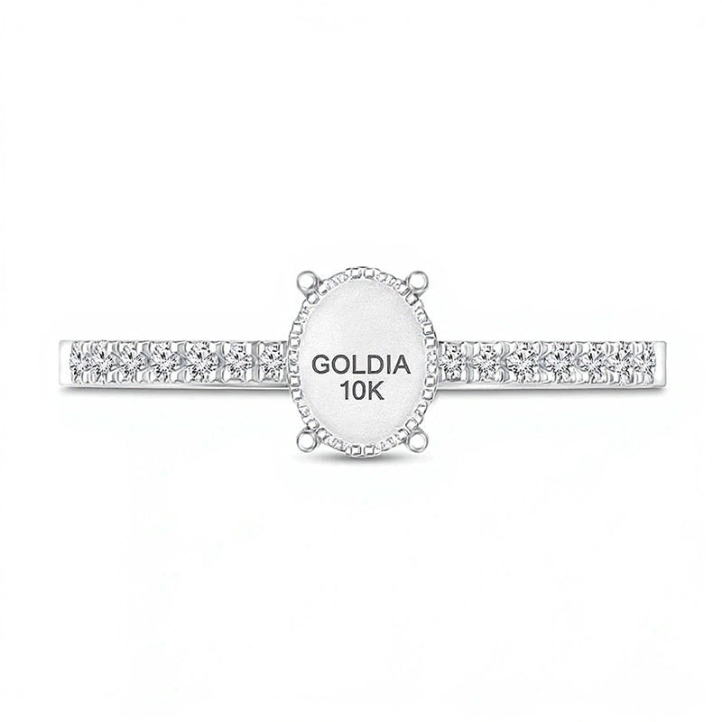 0.13 CT. TW Composite Diamond Oval Frame Promise Ring in 10K White Gold