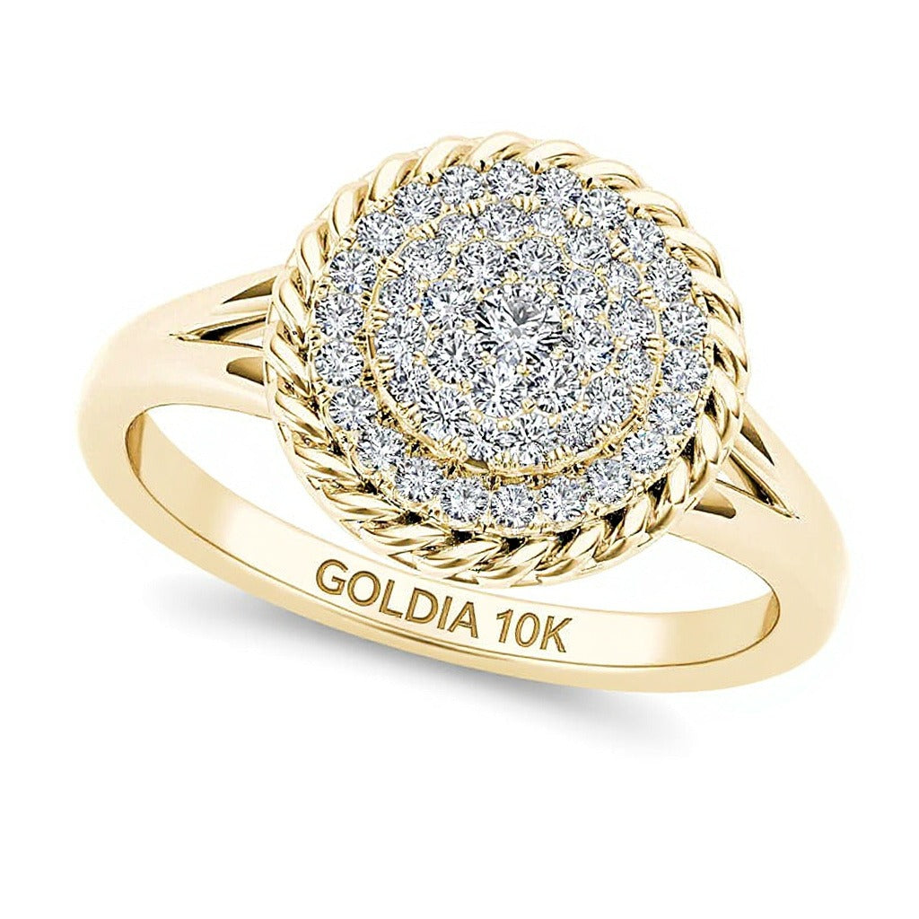 0.25 CT. TW Composite Diamond Rope Frame Split Shank Ring in 10K Gold