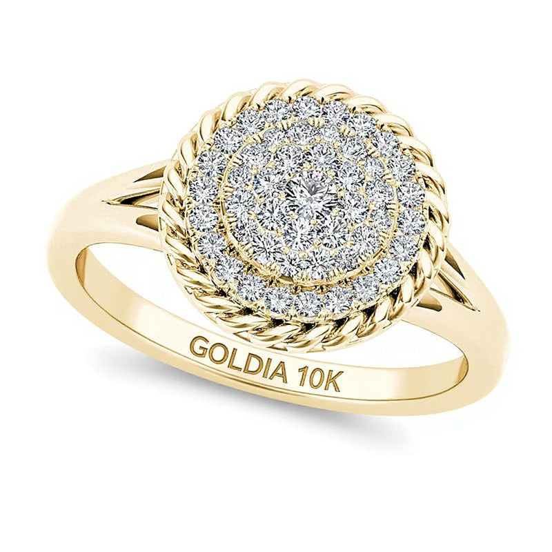 0.25 CT. TW Composite Diamond Rope Frame Split Shank Ring in 10K Gold