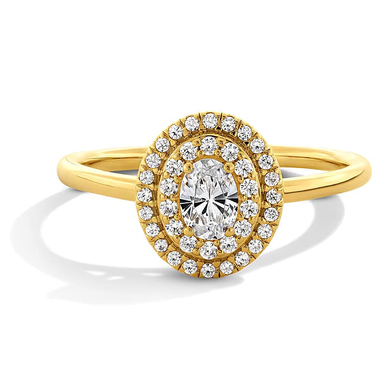 0.38 CT. TW Oval Lab-Grown Diamond Double Frame Promise Ring in 10K Gold (F/SI2)