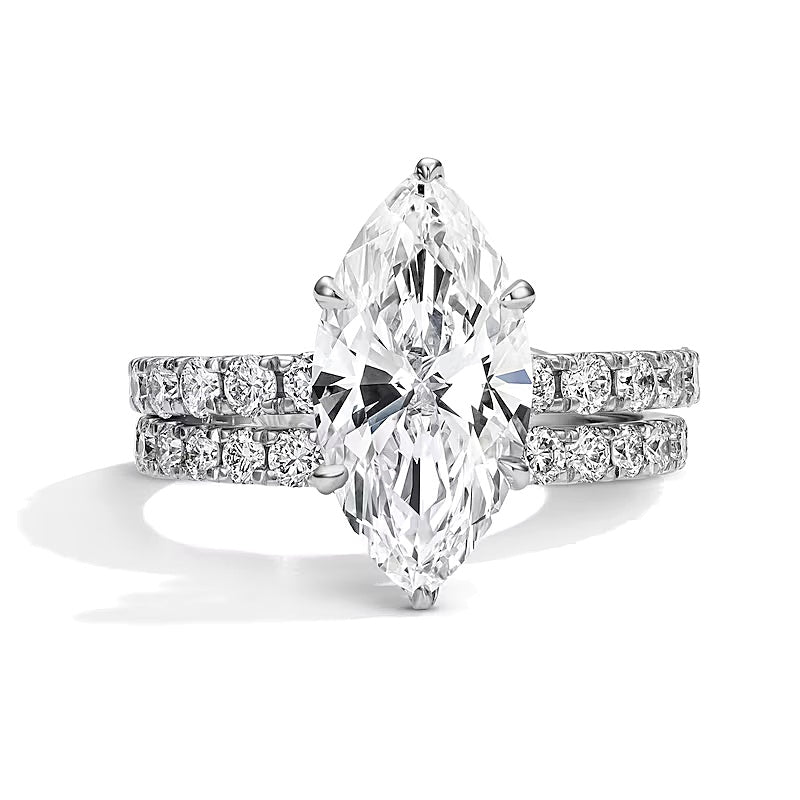 4.33 CT. TW Lab-Grown Diamond Marquise-Cut Bridal Set in 14K White Gold (F/VS2)