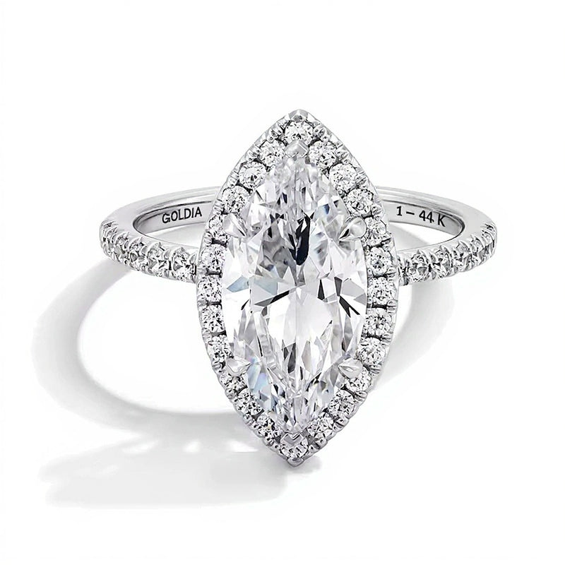 3.5 CT. TW Marquise-Cut Lab-Grown Diamond Frame Engagement Ring in 14K White Gold (F/VS2)