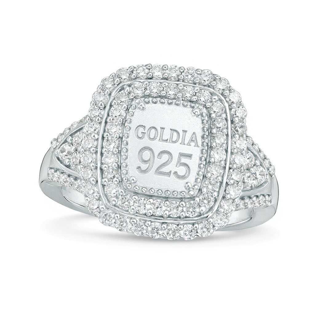 1.0 CT. TW Composite Diamond Rectangular Double Frame Ring in Sterling Silver