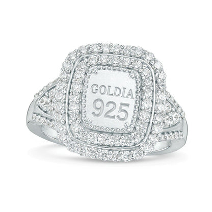 1.0 CT. TW Composite Diamond Rectangular Double Frame Ring in Sterling Silver