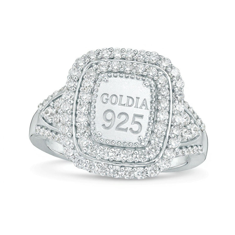 1.0 CT. TW Composite Diamond Rectangular Double Frame Ring in Sterling Silver