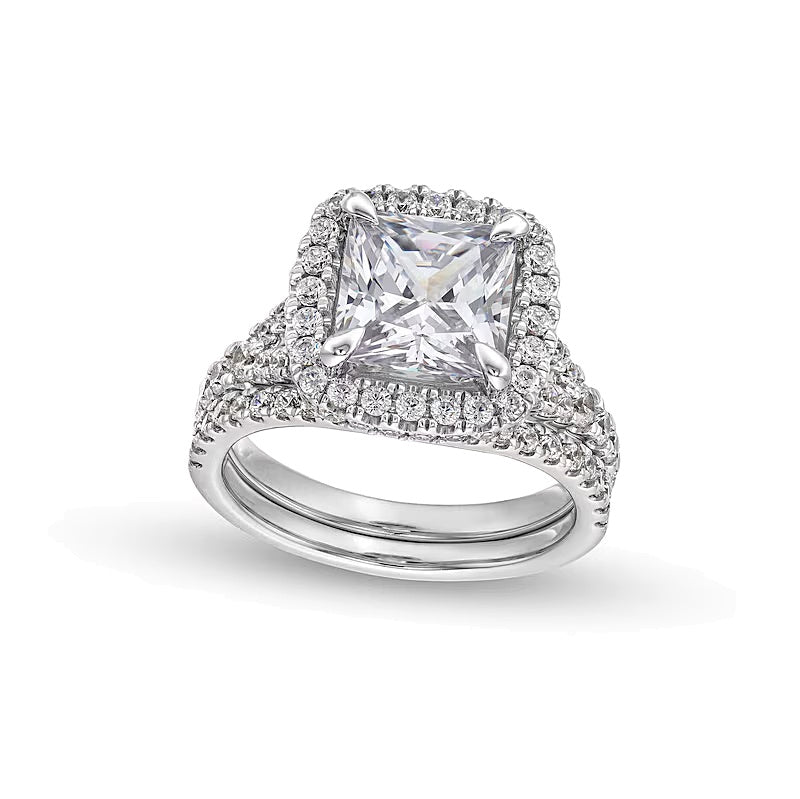 5.25 CT. TW Princess-Cut Lab-Grown Diamond Framed Split Shank Bridal Set in 14K White Gold (I/SI2)