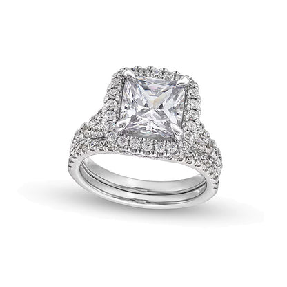 5.25 CT. TW Princess-Cut Lab-Grown Diamond Framed Split Shank Bridal Set in 14K White Gold (I/SI2)